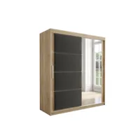 armoire de chambre tapila 2 avec tiroirs sonoma/graphite 180 avec 2 portes coulissantes style contemporain penderie avec étagères