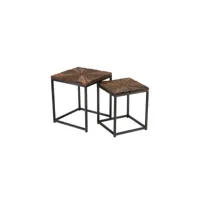 tables gigognes carrées bois-métal - rotterdam - l 43 x l 43 x h 53 cm - neuf