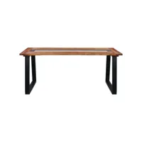 table de salle à manger 180x90x75 cm bois d'acacia et verre