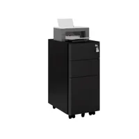 caisson de bureau mobile,armoire documents avec 3 tiroirs verrouillables,en métal,30x45x60cm,noir