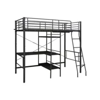 structure de lit adulte-enfant,90x200 cm lit superposé avec cadre de table noir métal