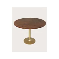 table repas ronde en bois et métal doré d110 cm 6 pers. - 110 cm - couleur marron