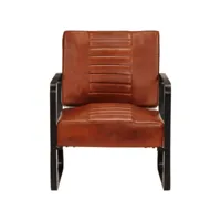 chaise longue marron 58,5x64x76 cm cuir véritable