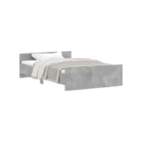 lit adulte-120 x 190 cm, cadre de lit tête de lit et pied de lit gris béton 120x190 cm ksaw29455 meuble pro