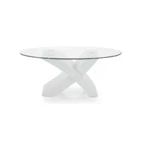 table basse ovale tito avec plateau en verre blanc cendré