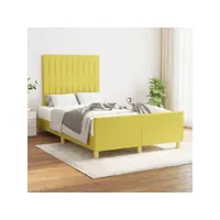 cadre de lit avec tête de lit vert 120x200 cm tissu