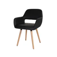 6x chaise de salle à manger altena ii, fauteuil, design rétro des années 50 ~ similicuir, noir