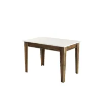 table de salle à manger avec rangement fiorita l110cm bois et blanc crème