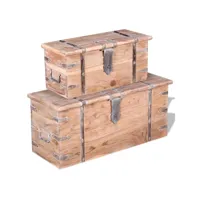ensemble de deux coffres de rangement, bancs de rangement, boîtes de rangement bois d'acacia pewv65438 meuble pro