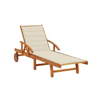 chaise longue de jardin avec coussin bois d'acacia solide 43