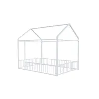 lit enfant lit cabane 140 x 200 cm lit en métal en blanc