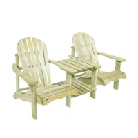 valerie chaise de jardin double en bois avec table 175 cm - naturel a090.040.02