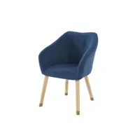 fauteuil hilda en velours côtelé bleu avec piètement bois et doré