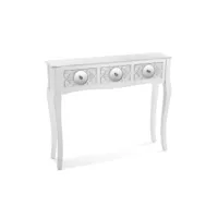 versa indra meuble d'entrée étroit pour entrée ou couloir, table console, avec 3 tiroirs, dimensions (h x l x l) 80 x 25 x 95 cm, bois, couleur: blanc 21600045