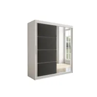armoire de chambre tapila 2 avec tiroirs blanc/graphite 180 avec 2 portes coulissantes style contemporain penderie avec étagères