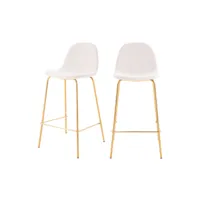 chaise pour îlot central henrik en cuir synthétique blanc 65 cm (lot de 2)