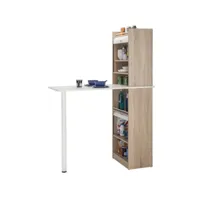 table de cuisine et 2 meubles de rangement chene - coloris: blanc lucky681cnb