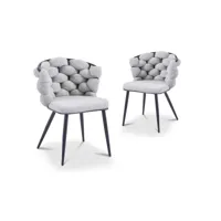 soria - lot de 2 chaises en tissu gris pieds en métal noir soria-gri