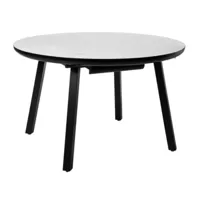 table ronde extensible intérieur ou extérieur katty-couleur blanc-largeur 100 à 140 cm