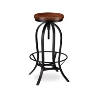 tabouret de bar industriel design industriel pivotant chaise ronde fer et bois helloshop26 13_0002767