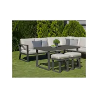 salon de jardin avec sofa en aluminium bolon anthracite et gris clair 31867