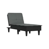 fauteuil scandinave chaise longue charge 110 kg gris foncé tissu ,55x140x70cm