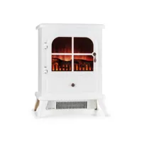 klarstein st. moritz cheminée électrique effet flammes - chauffage 1850w - design poêle blanc