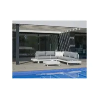 salon de jardin en aluminium canapé d'angle  anastacia blanc