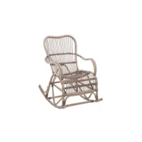 rocking chair rotin grisé - ricky - l 110 x l 66 x h 93 cm - neuf