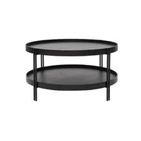 table basse ronde design bois noir et métal noir d80 cm twice