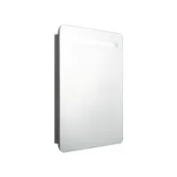 armoire de salle de bain à miroir led gris brillant 60x11x80 cm