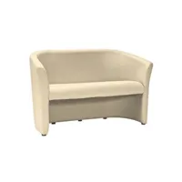 tmas - canapé moderne pour salon bureau - 76x126x60 cm - pieds en bois - rembourrage en cuir écologique doux - 2 places - beige