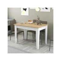 table de salle à manger avec rangement fiorita l110cm blanc et chêne clair