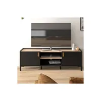 meuble tv gami - style industriel - décor chene noir - l 136 x p 40 x h 44 cm - made in france - amsterdam 1e57016