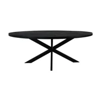 table de repas ovale melbourne - 160x90x76 - noir - bois de manguier/métal