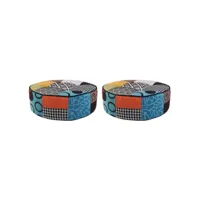 kerava - lot de 2 poufs ronds motif patchwork