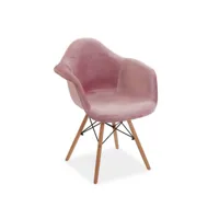 versa crouy chaise confortable rembourrée et rembourrée, dimensions (h x l x l) 82 x 61 x 64 cm, coton et bois, couleur rose 22020062