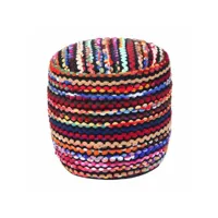 homescapes pouf rond tissé chindi  multicolore - 45 cm - folk sf1791b