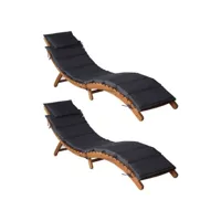 chaises longues transat et coussins 2 pièces gris foncé bois massif acacia helloshop26 02_0011927