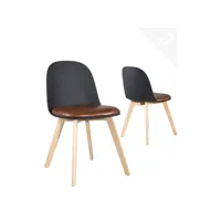 lot de 2 chaises de cuisine scandinaves ufi (noir-marron) 709