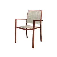 fauteuil empilable santorin en aluminium finition uni terracotta - jardiline