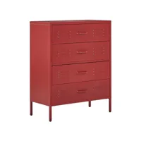 armoire 4 tiroirs en acier rouge enago 288920