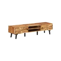meuble tv  banc tv armoire de rangement 145x35x35 cm bois d'acacia massif meuble pro frco16612