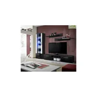 ensemble meuble tv mural galino a avec led - corps noir mat/ front noir et blanc de haute brillance 23 zswh ga
