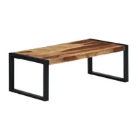 table basse rectangulaire sesham massif foncé et métal noir vustick