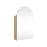armoire de bain à miroir avec led arquée chêne 42x13x70 cm