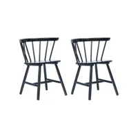 lot de 2 chaises  chaises de salle à manger chaise de cuisine  noir bois d'hévéa massif meuble pro frco64175