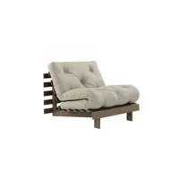 fauteuil convertible futon roots pin carob brown matelas linen couchage 90 x 200 cm 20101004355
