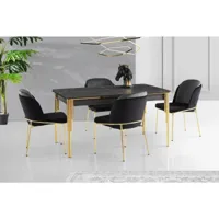 table salle à manger extensible diallo bois noir et métal or
