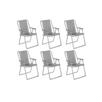 lot de 6 chaises de camping pliantes grecia 74cm gris